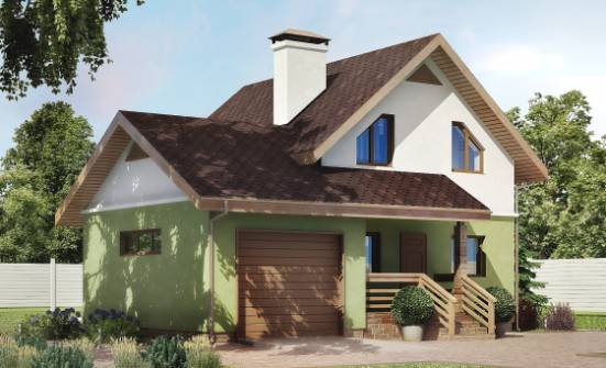 120-002-П Проект двухэтажного дома мансардой и гаражом, бюджетный дом из газобетона Лобня | Проекты домов от House Expert