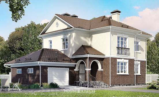 190-002-Л Проект двухэтажного дома и гаражом, просторный коттедж из арболита Яхрома | Проекты домов от House Expert