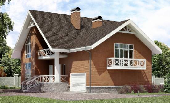 215-001-П Проект двухэтажного дома с мансардой, гараж, уютный загородный дом из керамзитобетонных блоков Шатура | Проекты домов от House Expert