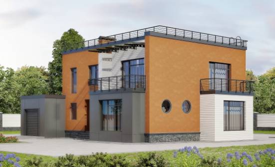 260-002-Л Проект двухэтажного дома и гаражом, просторный дом из твинблока Куровское | Проекты домов от House Expert