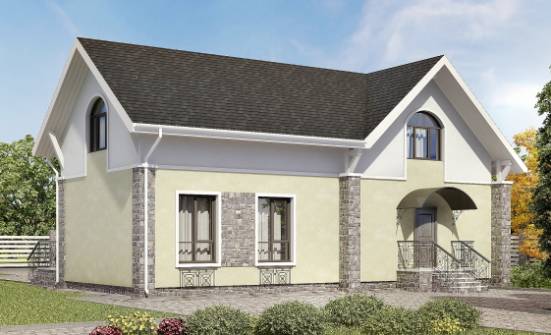 150-012-П Проект двухэтажного дома с мансардой, доступный загородный дом из теплоблока Дрезна | Проекты домов от House Expert