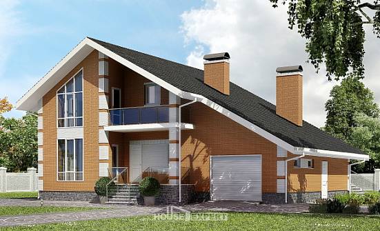 190-006-П Проект двухэтажного дома мансардой, гараж, красивый дом из керамзитобетонных блоков Подольск | Проекты домов от House Expert