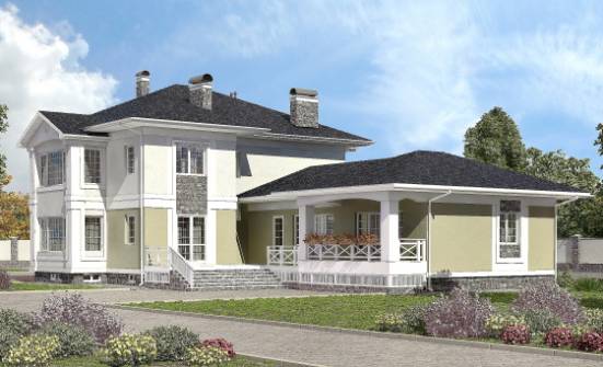 620-001-Л Проект трехэтажного дома, гараж, классический домик из пеноблока Звенигород | Проекты домов от House Expert