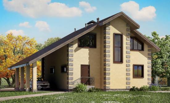 150-003-П Проект двухэтажного дома мансардой, гараж, доступный загородный дом из керамзитобетонных блоков Луховицы | Проекты домов от House Expert