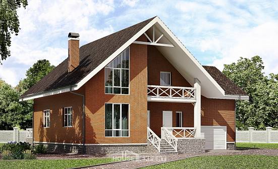 215-001-П Проект двухэтажного дома с мансардой, гараж, уютный загородный дом из керамзитобетонных блоков Шатура | Проекты домов от House Expert