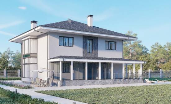 250-004-Л Проект двухэтажного дома, большой домик из твинблока Черноголовка | Проекты домов от House Expert