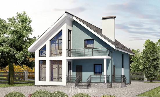 170-006-П Проект двухэтажного дома с мансардой, небольшой коттедж из блока Балашиха | Проекты домов от House Expert