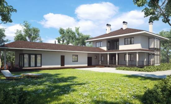 340-001-П Проект двухэтажного дома и гаражом, просторный домик из кирпича Кубинка | Проекты домов от House Expert