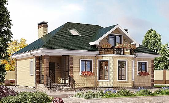 150-013-Л Проект двухэтажного дома мансардный этаж, недорогой дом из кирпича Краснознаменск | Проекты домов от House Expert