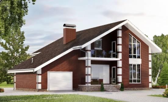 180-001-Л Проект двухэтажного дома с мансардой и гаражом, классический домик из блока Руза | Проекты домов от House Expert