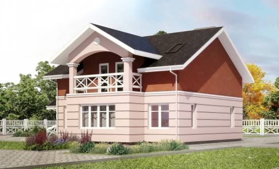 155-009-Л Проект двухэтажного дома с мансардным этажом, скромный домик из пеноблока Озёры | Проекты домов от House Expert