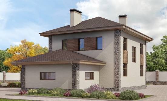 185-004-П Проект двухэтажного дома, гараж, простой загородный дом из керамзитобетонных блоков Люберцы | Проекты домов от House Expert