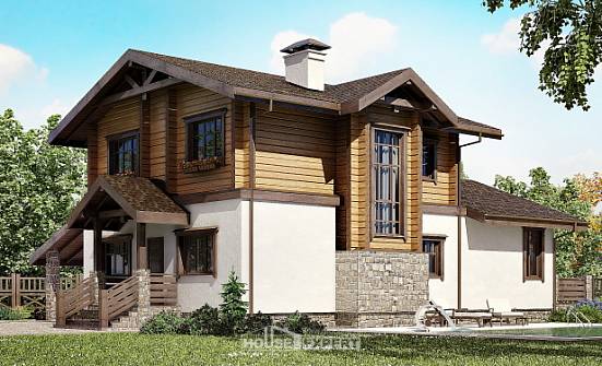 170-004-Л Проект двухэтажного дома мансардой и гаражом, экономичный домик из газобетона из дерева Дедовск | Проекты домов от House Expert