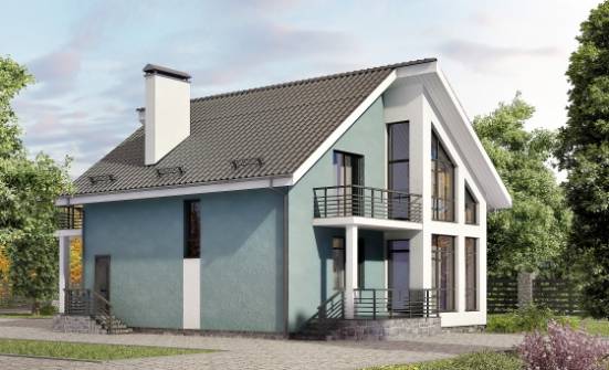 170-006-П Проект двухэтажного дома с мансардой, небольшой коттедж из блока Балашиха | Проекты домов от House Expert