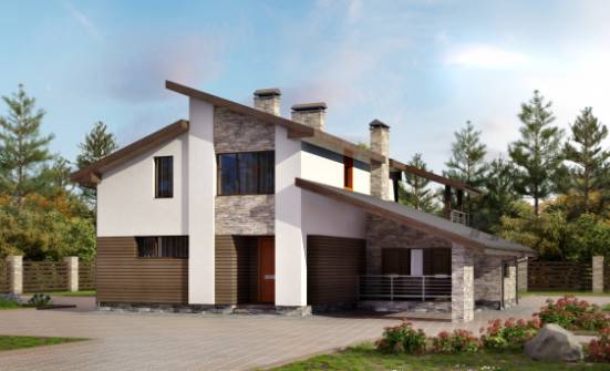 200-010-П Проект двухэтажного дома с мансардой и гаражом, классический дом из блока Яхрома | Проекты домов от House Expert
