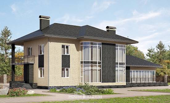 305-003-Л Проект двухэтажного дома, современный коттедж из газосиликатных блоков Протвино | Проекты домов от House Expert