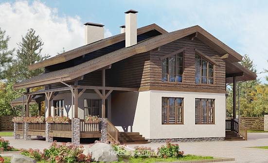 210-006-Л Проект двухэтажного дома мансардой, средний загородный дом из кирпича Подольск | Проекты домов от House Expert