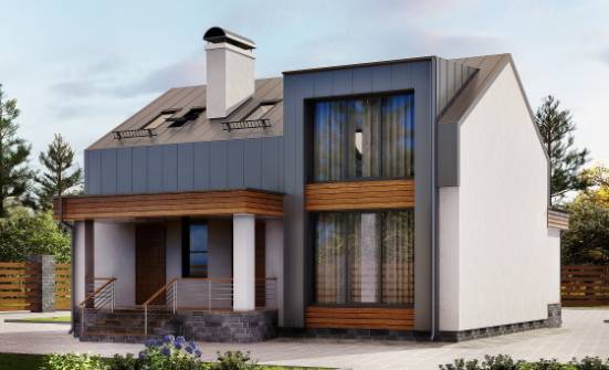 120-004-П Проект двухэтажного дома с мансардным этажом, небольшой коттедж из теплоблока Фрязино | Проекты домов от House Expert