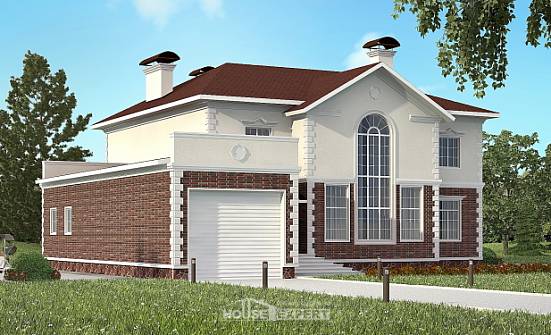 380-001-Л Проект двухэтажного дома и гаражом, большой загородный дом из кирпича Жуковский | Проекты домов от House Expert