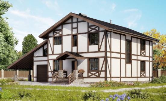 250-002-Л Проект двухэтажного дома мансардой и гаражом, красивый дом из кирпича Подольск | Проекты домов от House Expert