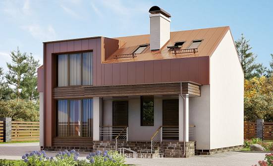 120-004-Л Проект двухэтажного дома с мансардой, бюджетный коттедж из газосиликатных блоков Видное | Проекты домов от House Expert