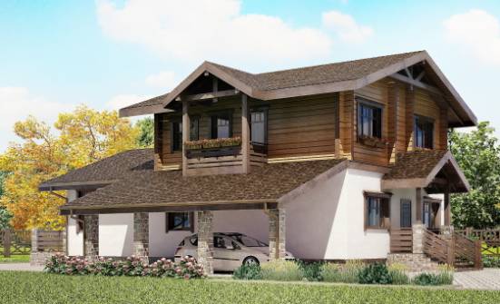 170-004-Л Проект двухэтажного дома мансардой и гаражом, экономичный домик из газобетона из дерева Дедовск | Проекты домов от House Expert