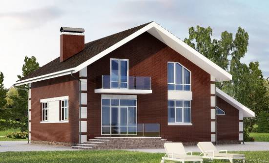 180-001-Л Проект двухэтажного дома с мансардой и гаражом, классический домик из блока Руза | Проекты домов от House Expert