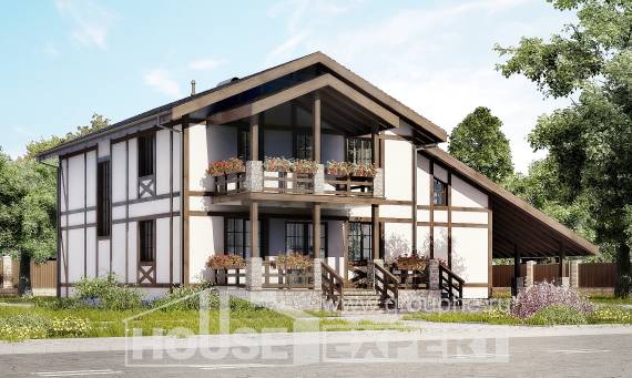 250-002-Л Проект двухэтажного дома с мансардным этажом, гараж, уютный домик из кирпича Железнодорожный, House Expert