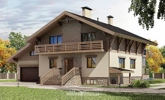 420-001-Л Проект трехэтажного дома с мансардой, гараж, современный дом из кирпича Рошаль | Проекты домов от House Expert