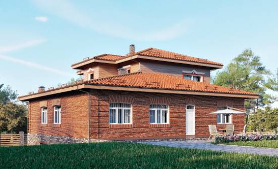 380-002-Л Проект трехэтажного дома и гаражом, уютный загородный дом из кирпича Королёв | Проекты домов от House Expert