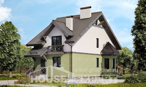 120-003-П Проект двухэтажного дома с мансардным этажом, бюджетный загородный дом из твинблока Краснозаводск, House Expert