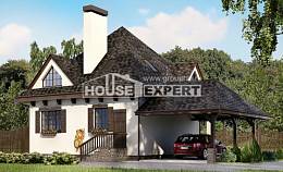 110-002-Л Проект двухэтажного дома мансардой и гаражом, недорогой коттедж из бризолита Одинцово, House Expert