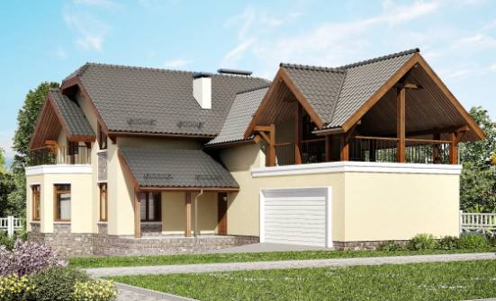 255-003-П Проект трехэтажного дома мансардой, гараж, простой загородный дом из блока Воскресенск | Проекты домов от House Expert