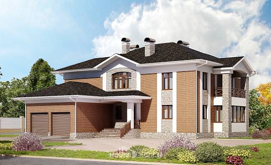520-002-Л Проект трехэтажного дома и гаражом, классический коттедж из теплоблока Котельники | Проекты домов от House Expert