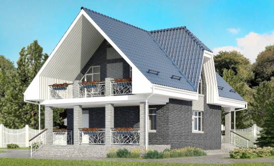 125-002-Л Проект двухэтажного дома с мансардой и гаражом, доступный коттедж из теплоблока Фрязино | Проекты домов от House Expert