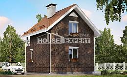 045-001-Л Проект двухэтажного дома с мансардой, доступный домик из керамзитобетонных блоков Домодедово, House Expert