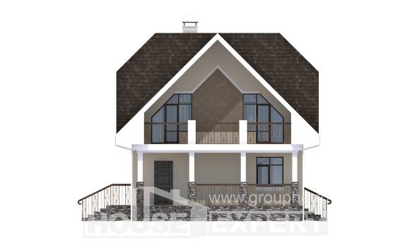 125-001-Л Проект двухэтажного дома мансардный этаж, простой загородный дом из пеноблока Подольск, House Expert