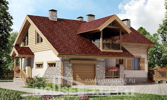 165-002-П Проект двухэтажного дома мансардный этаж, гараж, красивый домик из газобетона Серпухов, House Expert