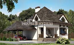 110-002-Л Проект двухэтажного дома мансардой и гаражом, небольшой коттедж из бризолита Клин, House Expert