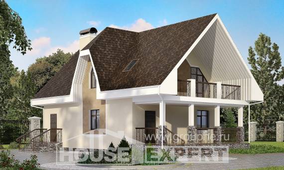 125-001-Л Проект двухэтажного дома с мансардой, уютный домик из блока Волоколамск, House Expert