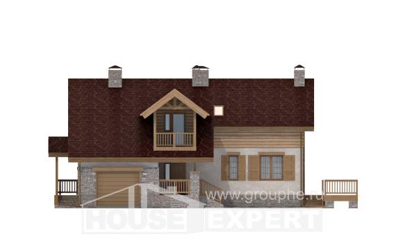 165-002-П Проект двухэтажного дома мансардный этаж, гараж, скромный коттедж из пеноблока Можайск, House Expert