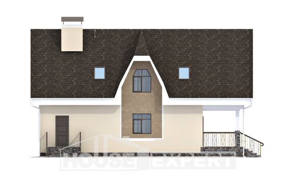 125-001-Л Проект двухэтажного дома мансардой, бюджетный загородный дом из блока Одинцово, House Expert