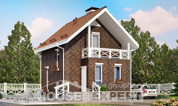 045-001-Л Проект двухэтажного дома мансардой, махонький загородный дом из бризолита Одинцово, House Expert