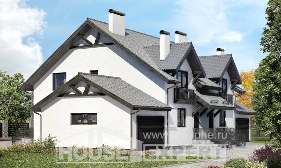 290-003-П Проект двухэтажного дома мансардой, красивый загородный дом из твинблока Коломна, House Expert
