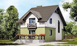 120-003-П Проект двухэтажного дома с мансардой, бюджетный дом из твинблока Домодедово, House Expert