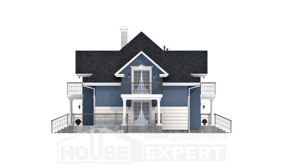180-002-П Проект двухэтажного дома с мансардным этажом, гараж, простой загородный дом из кирпича Раменское, House Expert