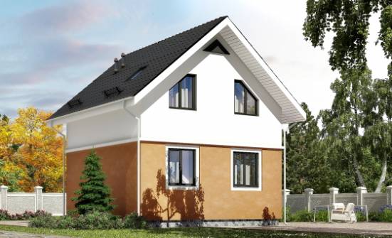 070-001-Л Проект двухэтажного дома с мансардой, простой домик из блока Черноголовка | Проекты домов от House Expert