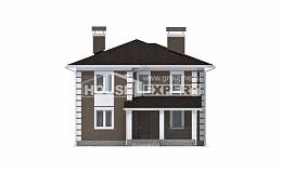 185-002-П Проект двухэтажного дома, экономичный коттедж из блока Дрезна, House Expert