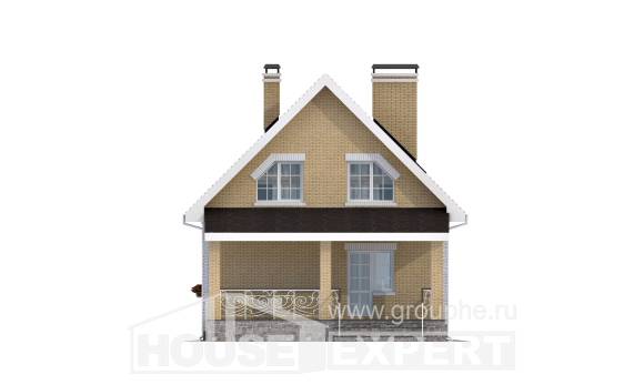 130-004-П Проект двухэтажного дома с мансардным этажом, скромный дом из поризованных блоков Железнодорожный, House Expert
