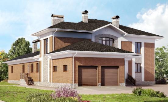 520-002-Л Проект трехэтажного дома и гаражом, классический коттедж из теплоблока Котельники | Проекты домов от House Expert